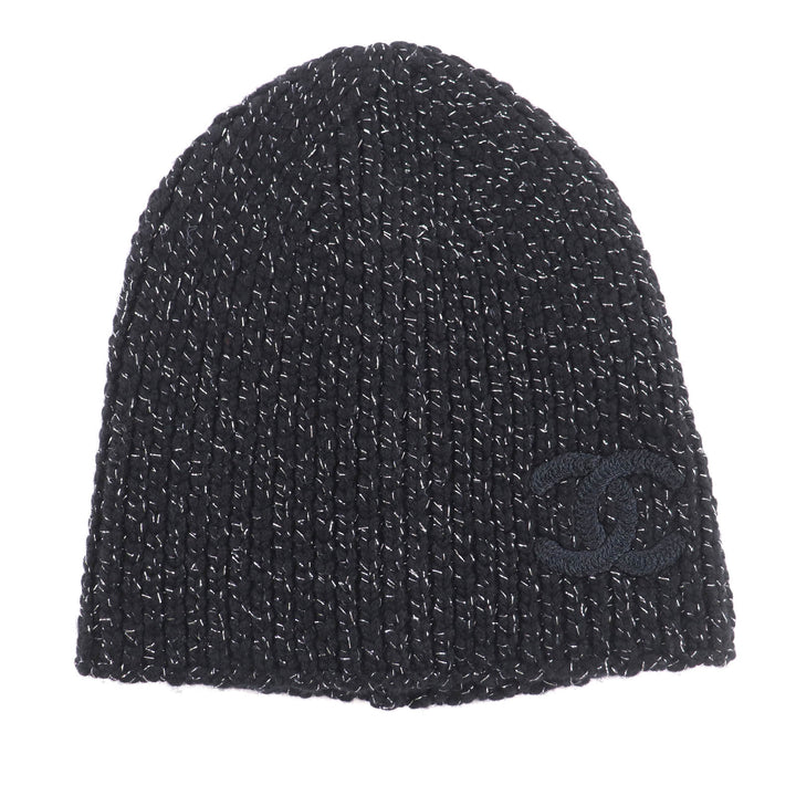 極美品★CHANEL シャネル AAB710 カシミヤ混 25～26年 クルーズ コレクション ショー ココマーク ラメ入り ニットキャップ 箱付 正規品