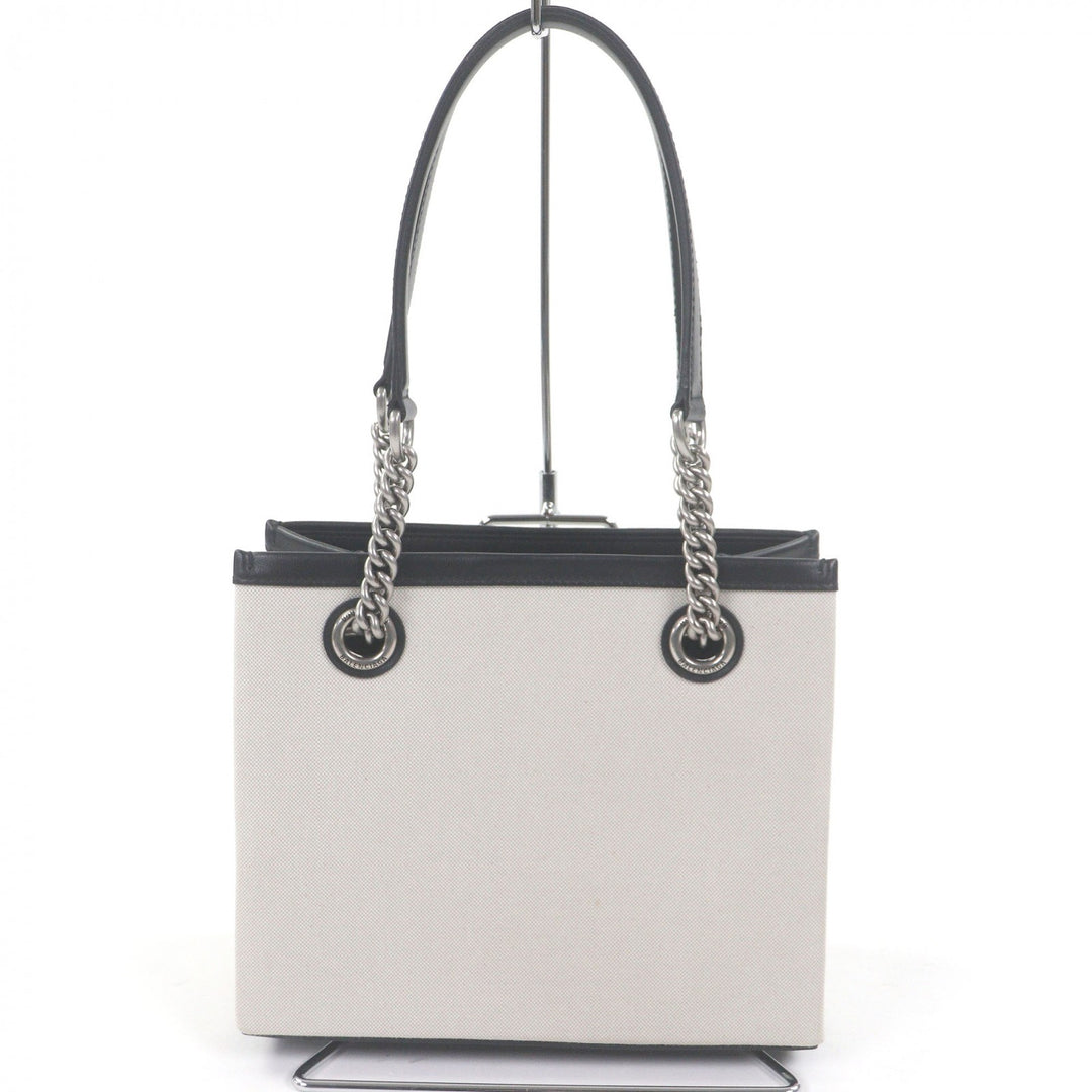 極美品□BALENCIAGA バレンシアガ 759941 DUTY FREE TOTE S キャンバス レザー チェーンショルダー ハンドバッグ ライトベージュ 伊製