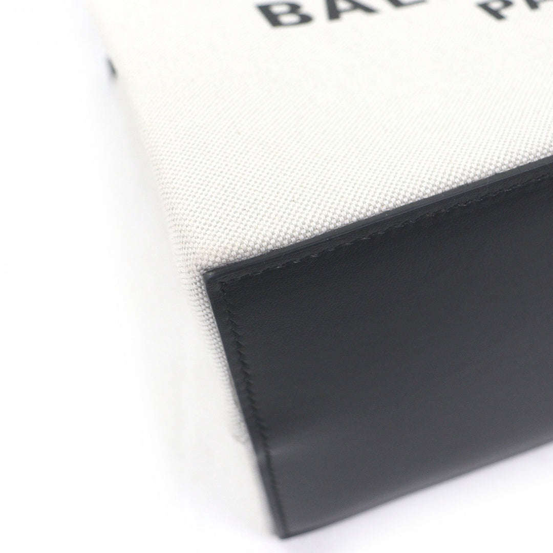 極美品□BALENCIAGA バレンシアガ 759941 DUTY FREE TOTE S キャンバス レザー チェーンショルダー ハンドバッグ ライトベージュ 伊製
