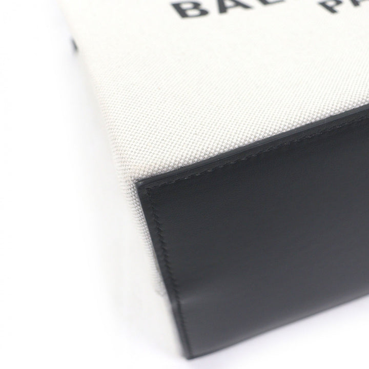 極美品□BALENCIAGA バレンシアガ 759941 DUTY FREE TOTE S キャンバス レザー チェーンショルダー ハンドバッグ ライトベージュ 伊製