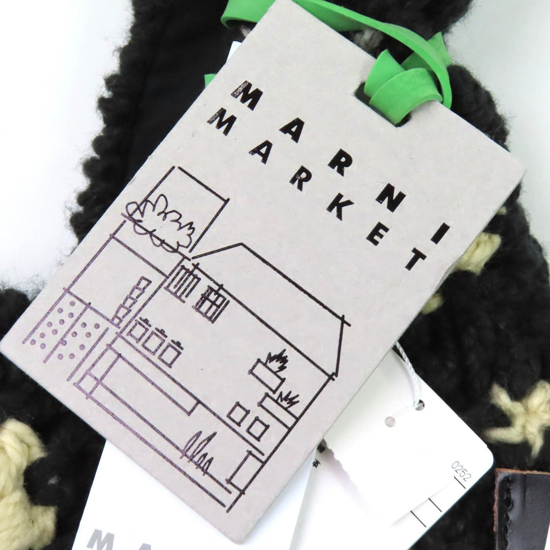 未使用品△MARNI マルニ SHMH0147M1 MARNI MARKET クロシェ ミニ フィッシュ バッグ ツインハンドル ニットバッグ ブラック 袋付 正規品