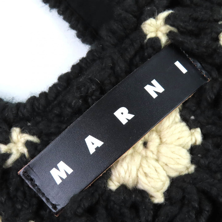 未使用品△MARNI マルニ SHMH0147M1 MARNI MARKET クロシェ ミニ フィッシュ バッグ ツインハンドル ニットバッグ ブラック 袋付 正規品