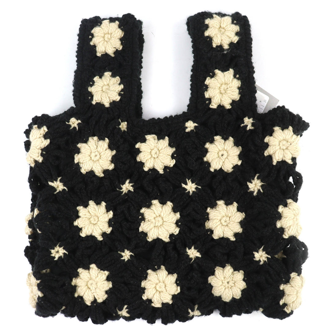 未使用品△MARNI マルニ SHMH0147M1 MARNI MARKET クロシェ ミニ フィッシュ バッグ ツインハンドル ニットバッグ ブラック 袋付 正規品