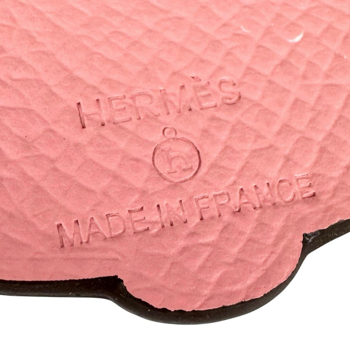 未使用品▲HERMES エルメス プティアッシ レザー ギター バッグチャーム ピンク ブラウン フランス製 レディース 箱付き
