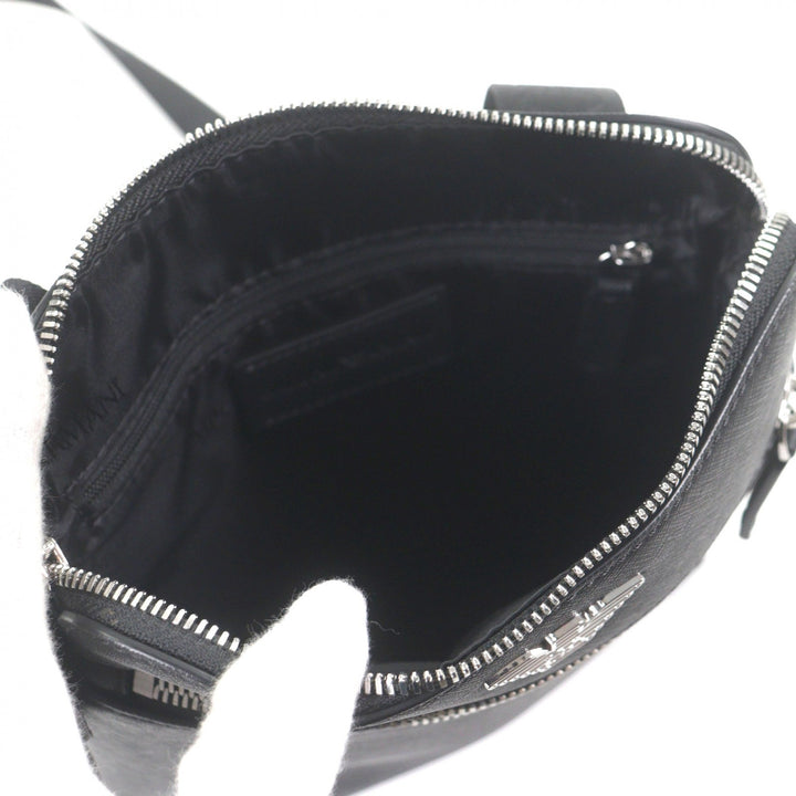 未使用品▼EMPORIO ARMANI エンポリオ アルマーニ レザー イーグルロゴ ボディバッグ ショルダーバッグ ブラック シルバー金具 メンズ