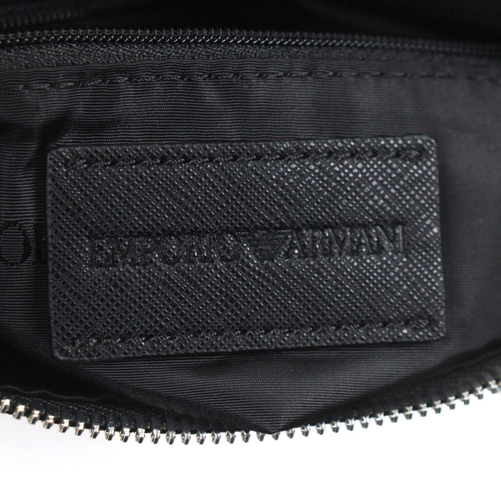 未使用品▼EMPORIO ARMANI エンポリオ アルマーニ レザー イーグルロゴ ボディバッグ ショルダーバッグ ブラック シルバー金具 メンズ
