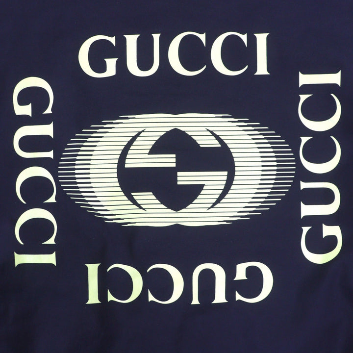 美品▼GUCCI グッチ 787200 GG柄 ロゴプリント リバーシブル ジップアップ マウンテンパーカー ネイビー ベージュ 44 伊製 正規品 メンズ