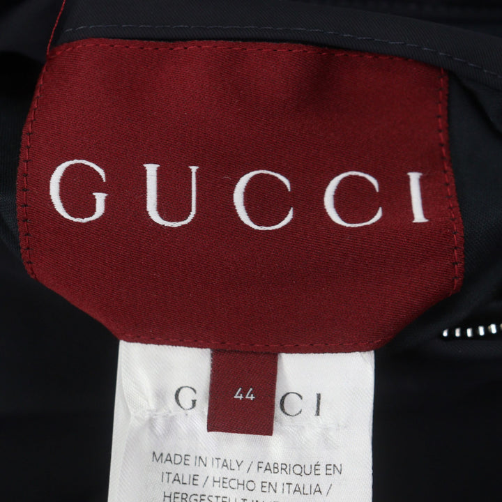 美品▼GUCCI グッチ 787200 GG柄 ロゴプリント リバーシブル ジップアップ マウンテンパーカー ネイビー ベージュ 44 伊製 正規品 メンズ