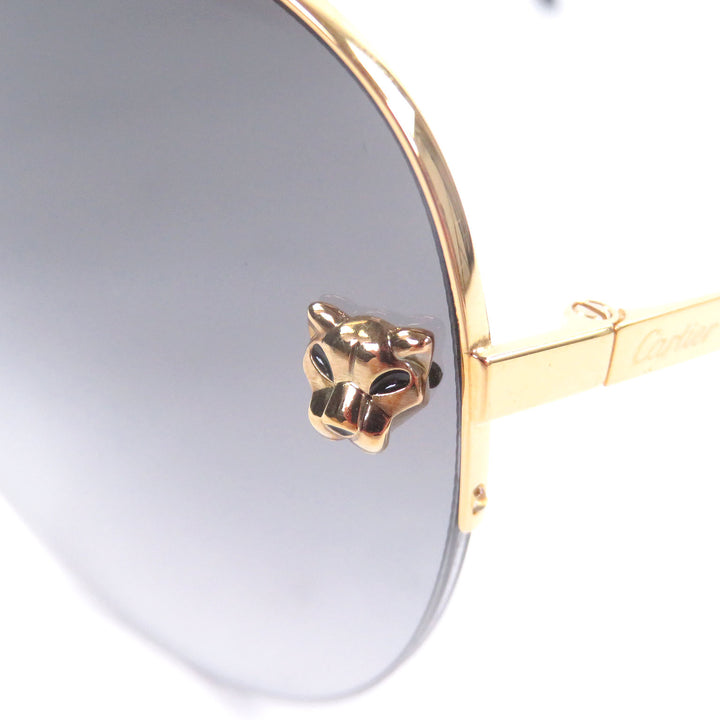 美品□Cartier カルティエ パンテール ドゥ カルティエ ティアドロップ アビエーターサングラス ゴールド グレー 60□13 フランス製