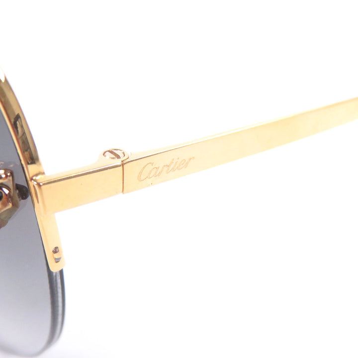 美品□Cartier カルティエ パンテール ドゥ カルティエ ティアドロップ アビエーターサングラス ゴールド グレー 60□13 フランス製
