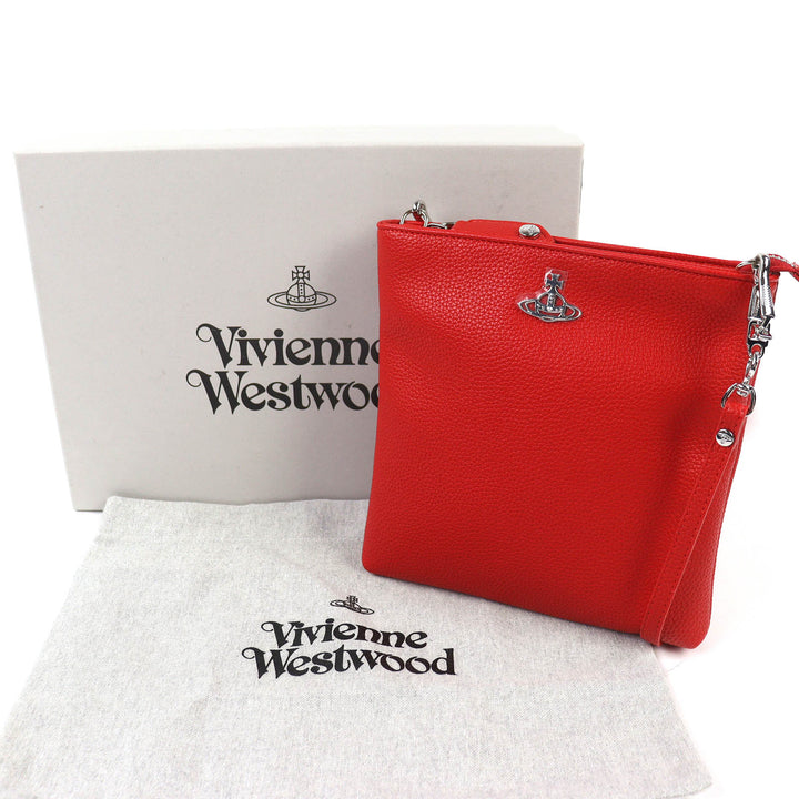 美品△Vivienne Westwood ヴィヴィアンウエストウッド 51160010 ジョアンナ ニュースクエア クロスボディ オーブ ショルダーバッグ 赤