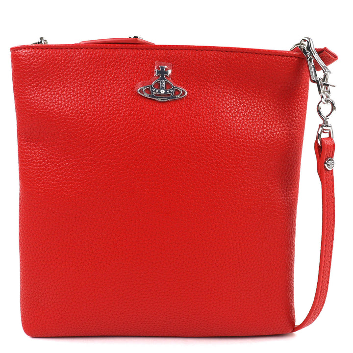 美品△Vivienne Westwood ヴィヴィアンウエストウッド 51160010 ジョアンナ ニュースクエア クロスボディ オーブ ショルダーバッグ 赤