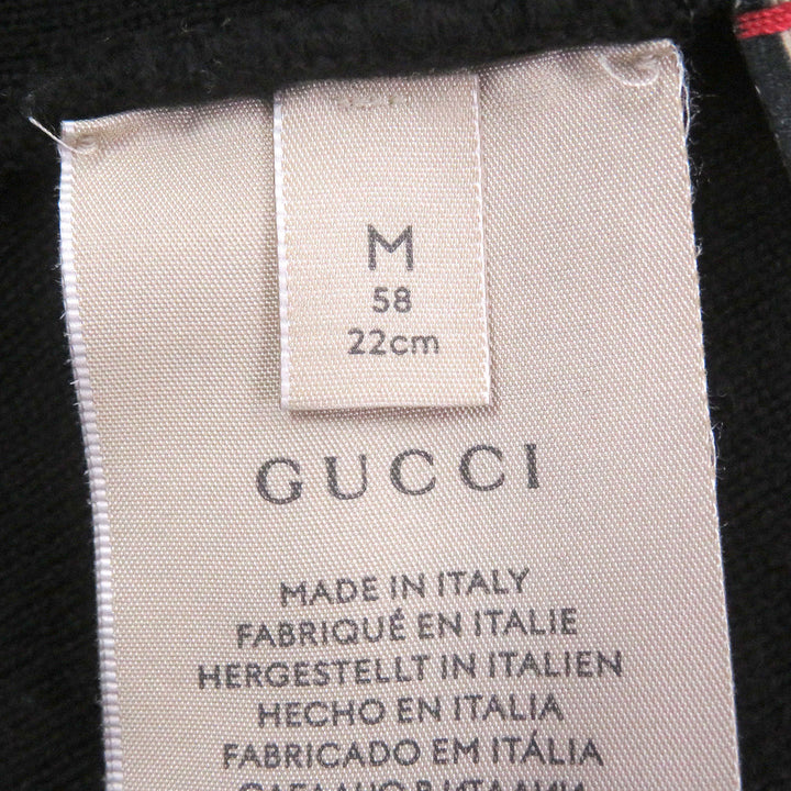 美品□GUCCI グッチ 764541 ウール100％ ロゴエンボス ビーニー ニットキャップ ニット帽 ブラック M イタリア製 正規品 メンズオススメ◎