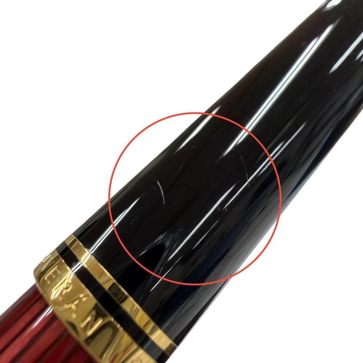 極美品▼PERIKAN ペリカン スーベレーン M800 ペン先18K Mニブ 万年筆 レッドストライプ ブラック ゴールド ドイツ製 メンズ