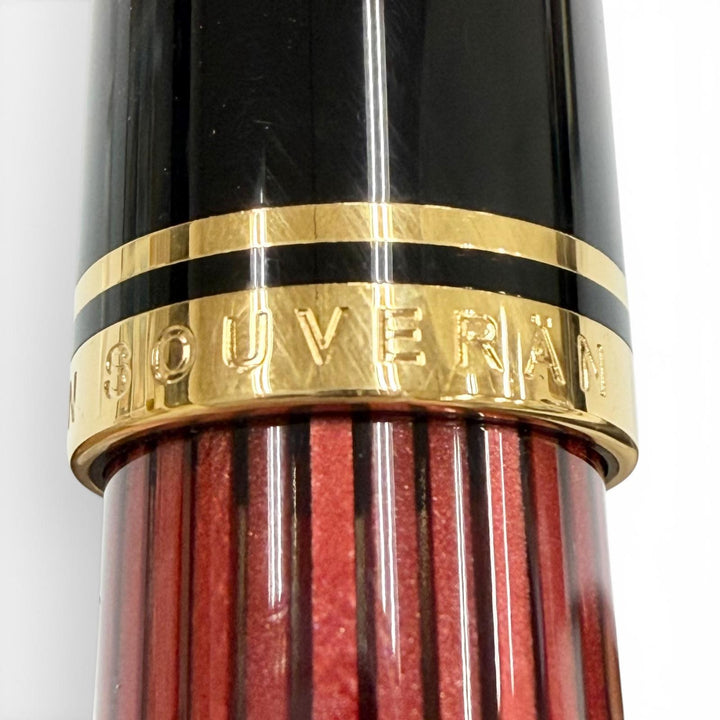 極美品▼PERIKAN ペリカン スーベレーン M800 ペン先18K Mニブ 万年筆 レッドストライプ ブラック ゴールド ドイツ製 メンズ