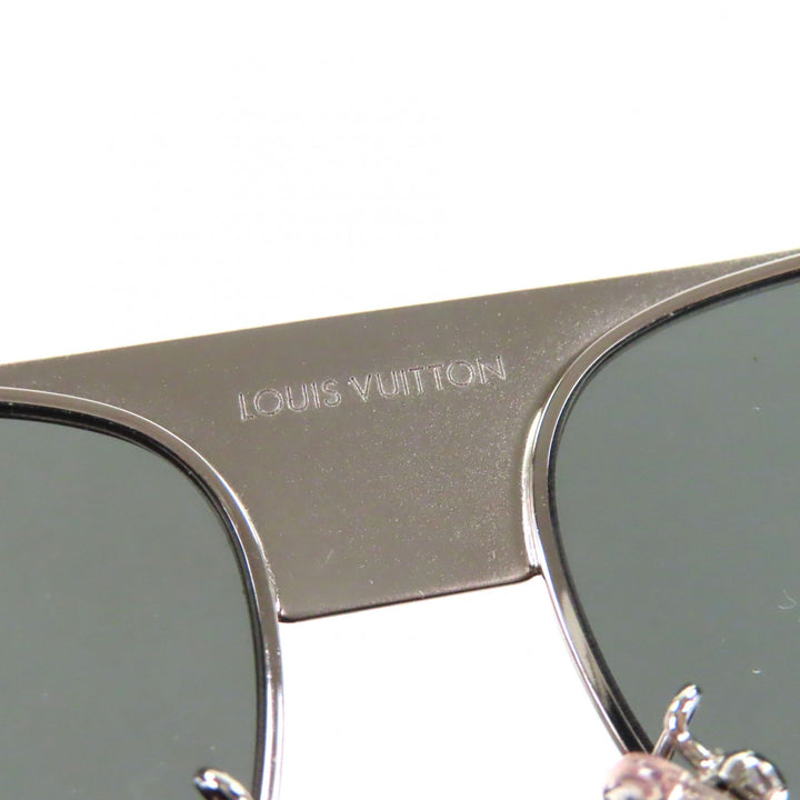 美品▼LOUIS VUITTON ルイヴィトン 2019年製 パシフィック パイロット サングラス シルバー オレンジ ダミエコバルト 58□14 145 メンズ