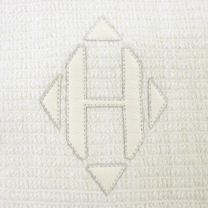 未使用品△HERMES エルメス H693187S カシミヤ100％ エクリュ Hロゴ レザーパッチ ミニフリンジ 大判 マフラー ストーン ショール 箱付き
