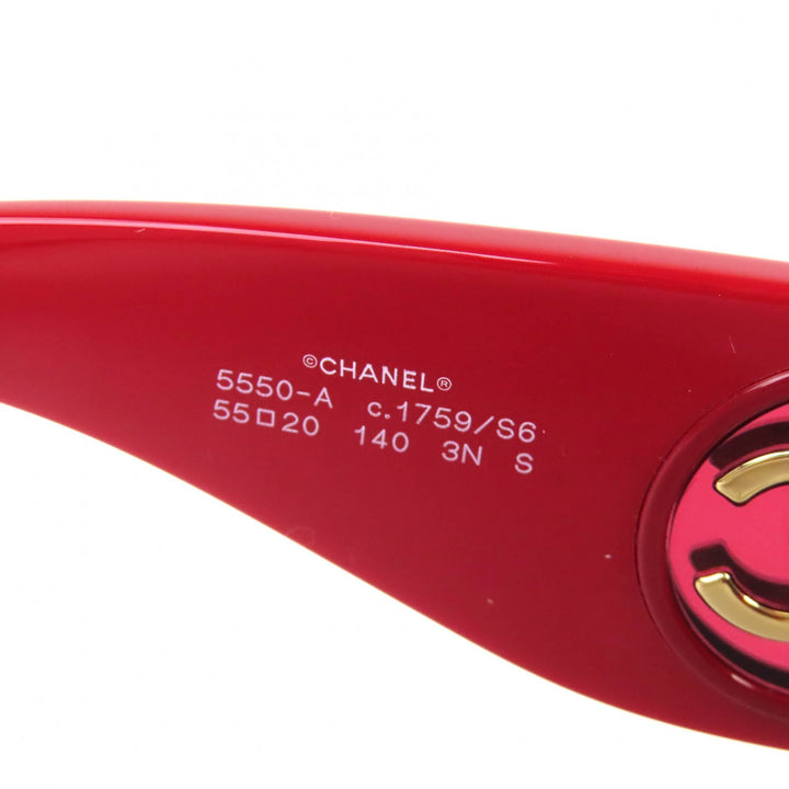 極美品△CHANEL シャネル 5550-A ココマーク バタフライ シェイプ サングラス レッド 55□20 140 デモレンズ 箱・ケース付き イタリア製