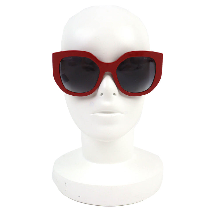 極美品△CHANEL シャネル 5550-A ココマーク バタフライ シェイプ サングラス レッド 55□20 140 デモレンズ 箱・ケース付き イタリア製
