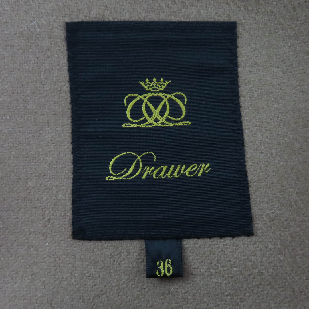 極美品☆DRAWER ドゥロワー 6525-299-0669 ウール100％ フォックスファー・フード付 ダッフルコート ベージュ 36 日本製 正規品 レディース