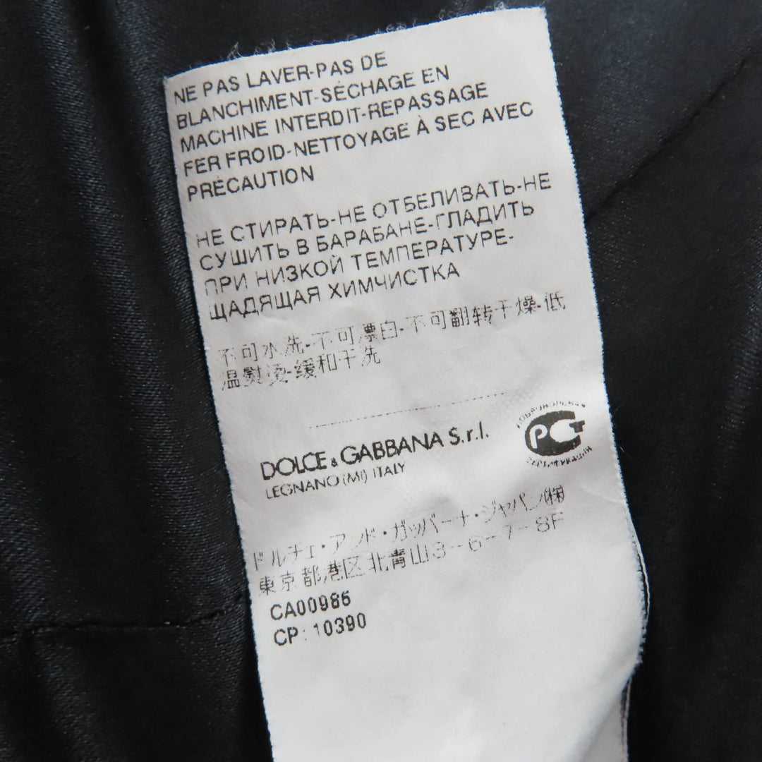 極美品☆DOLCE&amp;GABBANA ドルチェ＆ガッバーナ モヘア アルパカ混 ツイード ノーカラー ジャケット ブラック ホワイト 40 伊製 正規品