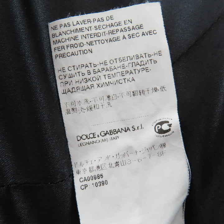 極美品☆DOLCE&amp;GABBANA ドルチェ＆ガッバーナ モヘア アルパカ混 ツイード ノーカラー ジャケット ブラック ホワイト 40 伊製 正規品