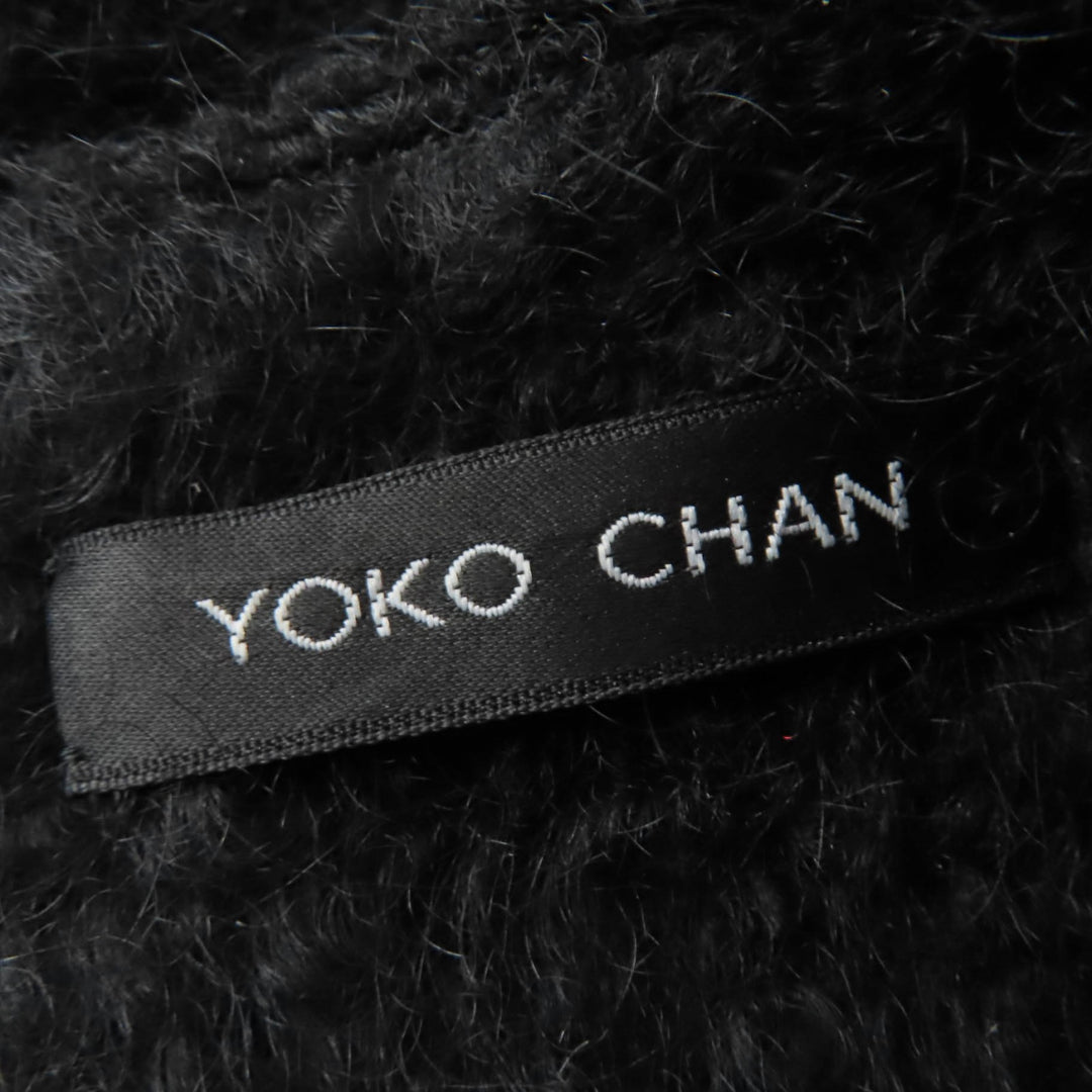 極美品☆YOKO CHAN ヨーコチャン YCD-319-552 ウール モヘア フェイクパール ノースリーブ ワンピース ブラック 38 正規品 レディース