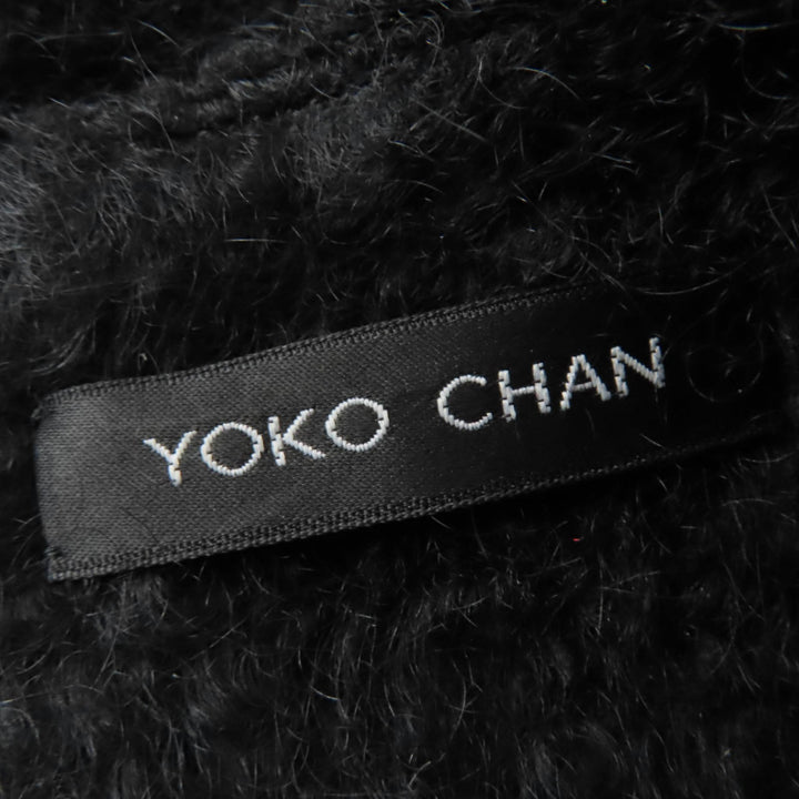 極美品☆YOKO CHAN ヨーコチャン YCD-319-552 ウール モヘア フェイクパール ノースリーブ ワンピース ブラック 38 正規品 レディース