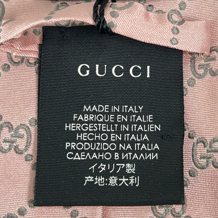 未使用品▲GUCCI グッチ 499695 シルク100％ GG柄 ネクタイ ピンク グレー 148×8cm イタリア製 正規品 メンズ