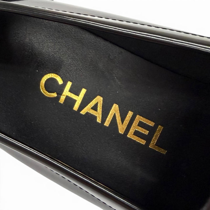 極美品★CHANEL シャネル G45156 ココマーク レザー ローファー シューズ ブラック 35.5 イタリア製 レディース