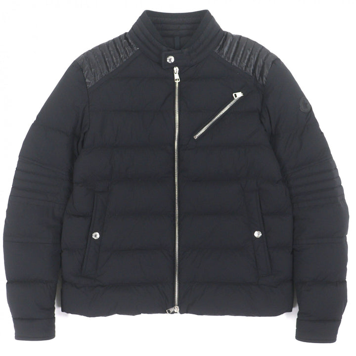 美品▼MONCLER モンクレール SAMALENS サマランス レザーワッペン付き ダブルジップアップ ダウンジャケット ブラック 2 正規品 メンズ