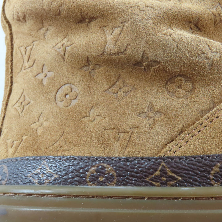 極美品★LOUIS VUITTON ルイヴィトン スノーボールライン モノグラム柄 ロング ムートンブーツ ブラウン 36.5 イタリア製 レディース