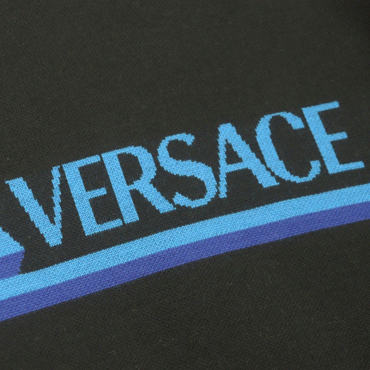 美品▼VERSACE ヴェルサーチ 2021年製 1003703 ウール ロゴ プルオーバー ニットセーター ブラック 48 正規品 メンズ