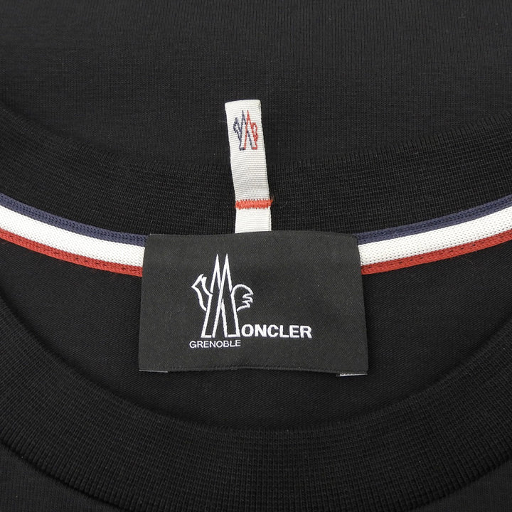極美品▲MONCLER GRENOBLE モンクレール グルノーブル 24SS コットン ロゴプリント ワッペン付 半袖Ｔシャツ ブラック M 正規品 メンズ