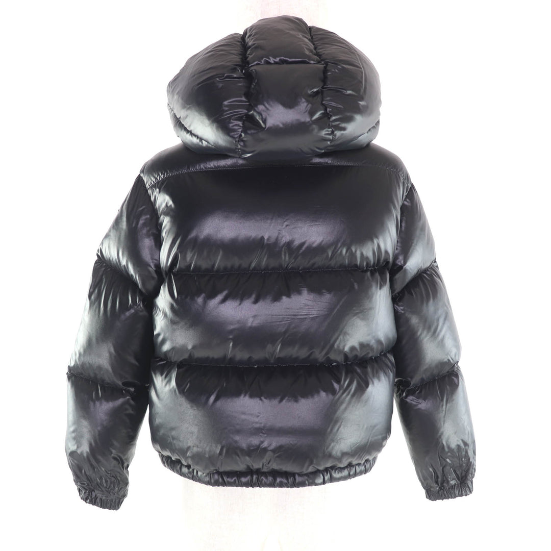 極美品★MONCLER モンクレール 2022年製 ABBAYE フロントロゴ フード付 ZIP UP ダウンジャケット 黒 12anni 152cm 国内正規品 大人女性可