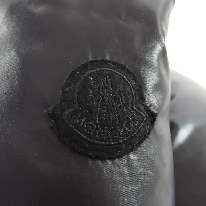 極美品★MONCLER モンクレール 2022年製 ABBAYE フロントロゴ フード付 ZIP UP ダウンジャケット 黒 12anni 152cm 国内正規品 大人女性可