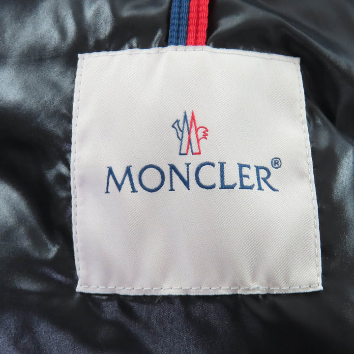 極美品★MONCLER モンクレール 2022年製 ABBAYE フロントロゴ フード付 ZIP UP ダウンジャケット 黒 12anni 152cm 国内正規品 大人女性可