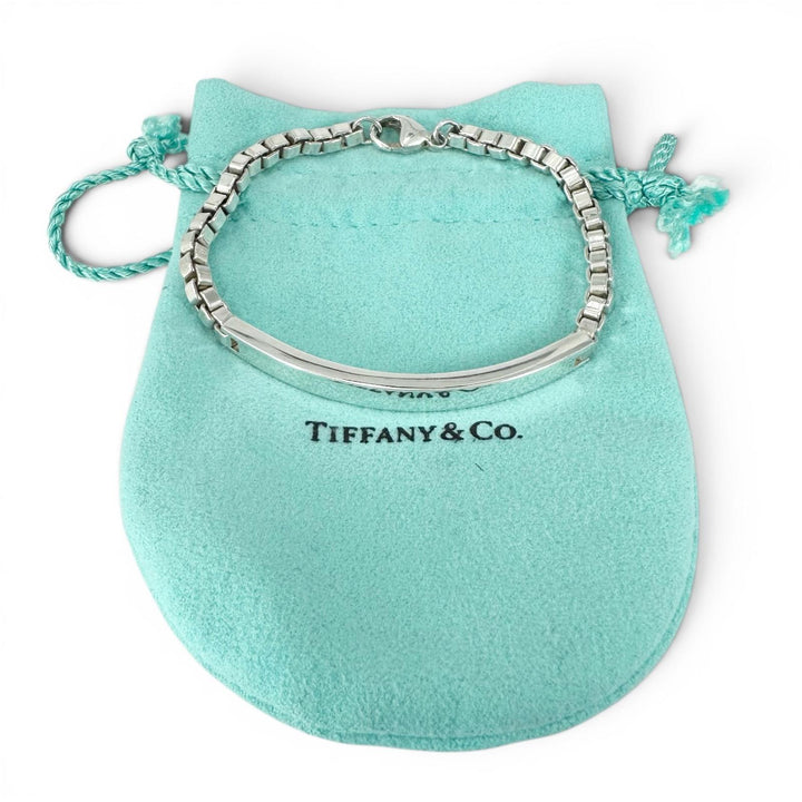 美品▲TIFFANY&amp;Co. ティファニー ベネチアン リンク ID ブレスレット アクセサリー SV925 シルバー 重量19.6g レディース 保存袋付き