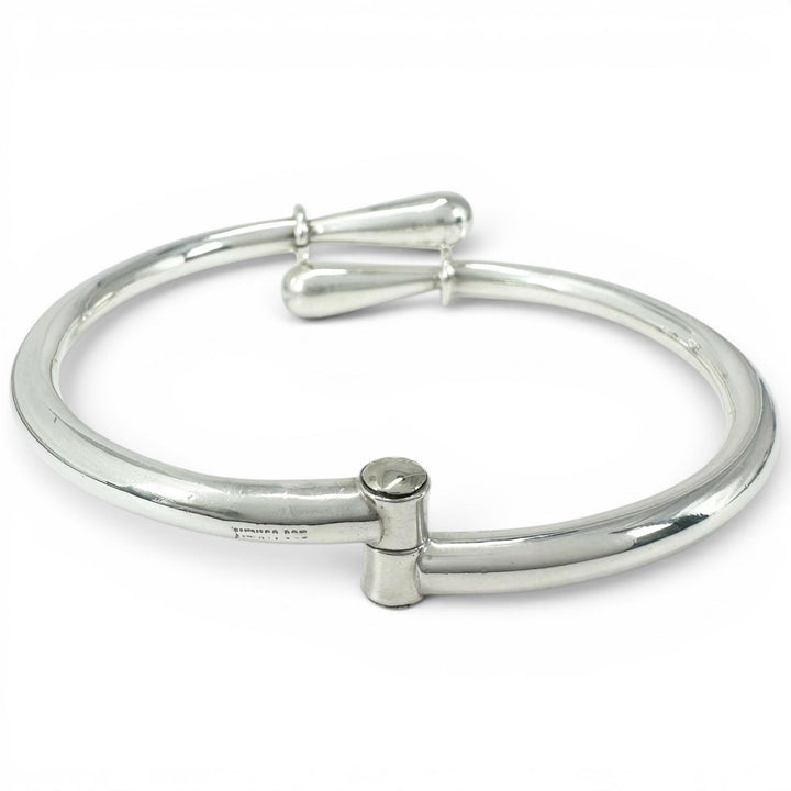 美品▲TIFFANY&amp;Co. ティファニー メキシカン ヒンジ SV925 ヴィンテージ バイパスデザイン バングル シルバー 重量26g メンズ