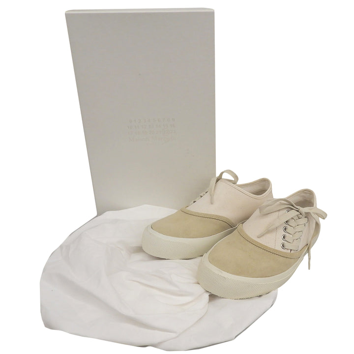 未使用品▲Maison Margiela メゾンマルジェラ 20SS S37WS0498 キャンバス スウェードレザー サイドレースアップ スニーカー ベージュ 39