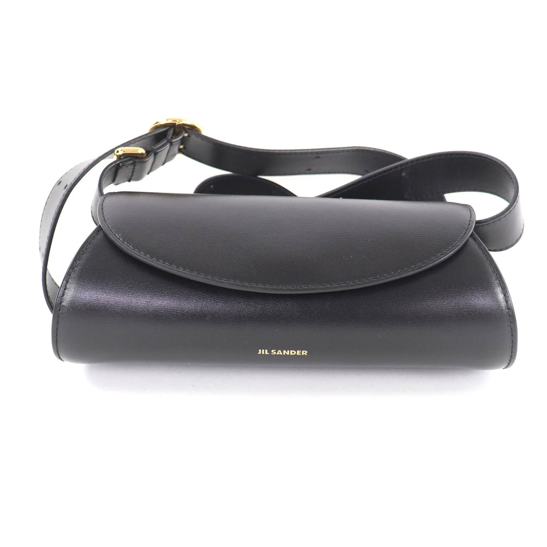 美品★JIL SANDER ジルサンダー J08WD0008 カンノーロ ミニ ショルダーバッグ レザー ロゴ入り ブラック 保存袋付 イタリア製 レディース