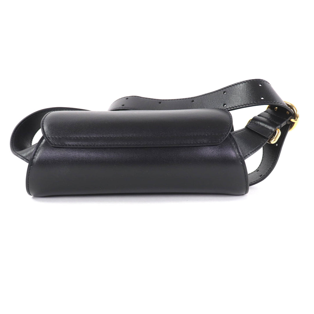 美品★JIL SANDER ジルサンダー J08WD0008 カンノーロ ミニ ショルダーバッグ レザー ロゴ入り ブラック 保存袋付 イタリア製 レディース