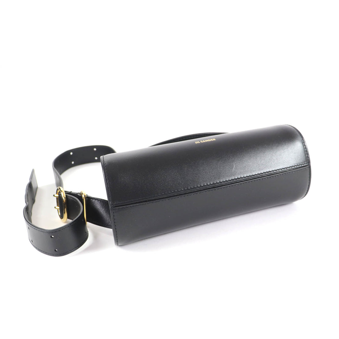 美品★JIL SANDER ジルサンダー J08WD0008 カンノーロ ミニ ショルダーバッグ レザー ロゴ入り ブラック 保存袋付 イタリア製 レディース