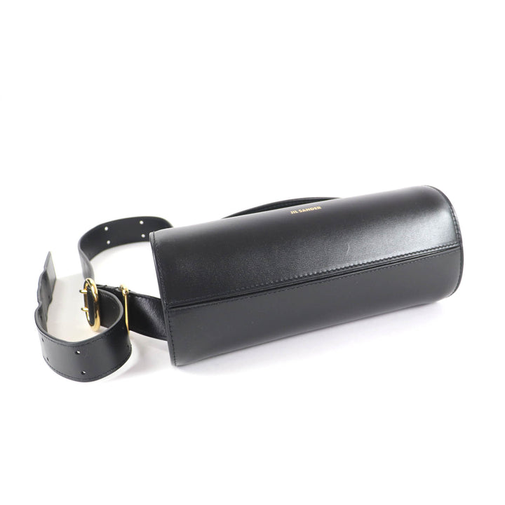 美品★JIL SANDER ジルサンダー J08WD0008 カンノーロ ミニ ショルダーバッグ レザー ロゴ入り ブラック 保存袋付 イタリア製 レディース