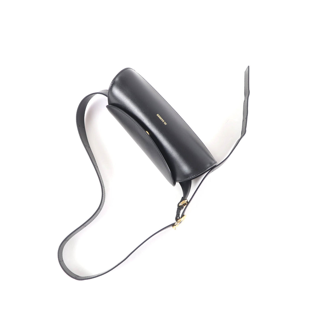 美品★JIL SANDER ジルサンダー J08WD0008 カンノーロ ミニ ショルダーバッグ レザー ロゴ入り ブラック 保存袋付 イタリア製 レディース