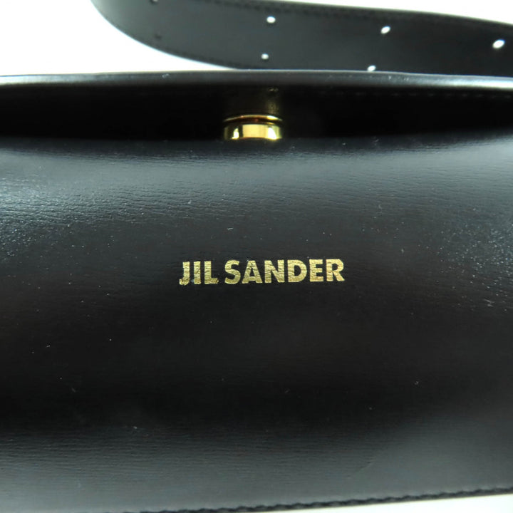 美品★JIL SANDER ジルサンダー J08WD0008 カンノーロ ミニ ショルダーバッグ レザー ロゴ入り ブラック 保存袋付 イタリア製 レディース