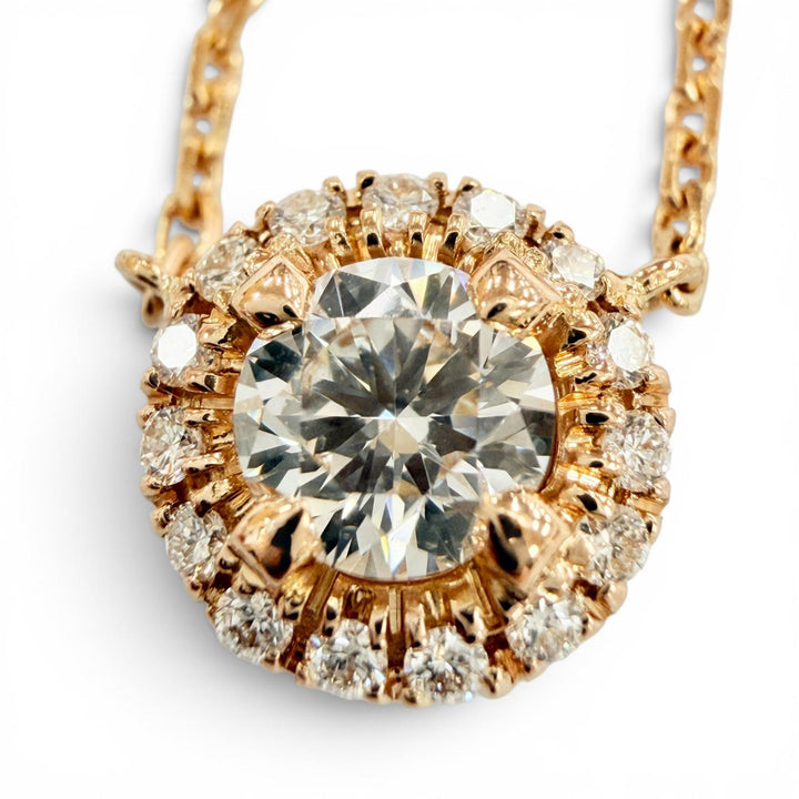極美品◇Cartier QFA600 デスティネ GIA No.7416210966 750(PG) ダイヤモンド16P 中央ダイヤ0.24ct/F/VVS2/3EX ネックレス 重量2.67g