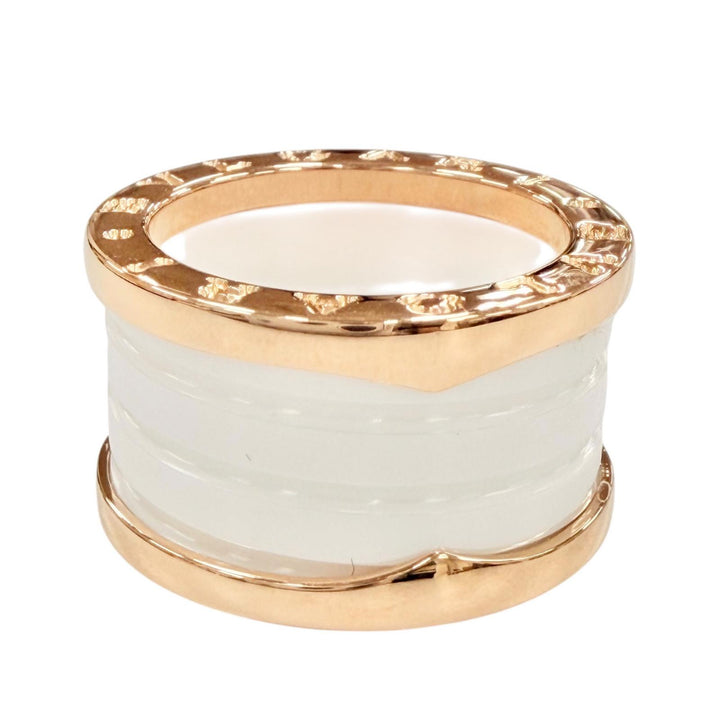 極美品◇BVLGARI ブルガリ RS00534 ビーゼロワン リング 750(PG) セラミック 指輪 ピンクゴールド ホワイト 50 (JP10号) 伊製 重量9.18g