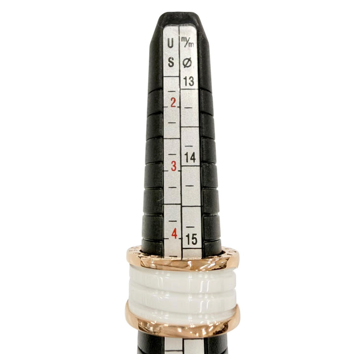 極美品◇BVLGARI ブルガリ RS00534 ビーゼロワン リング 750(PG) セラミック 指輪 ピンクゴールド ホワイト 50 (JP10号) 伊製 重量9.18g