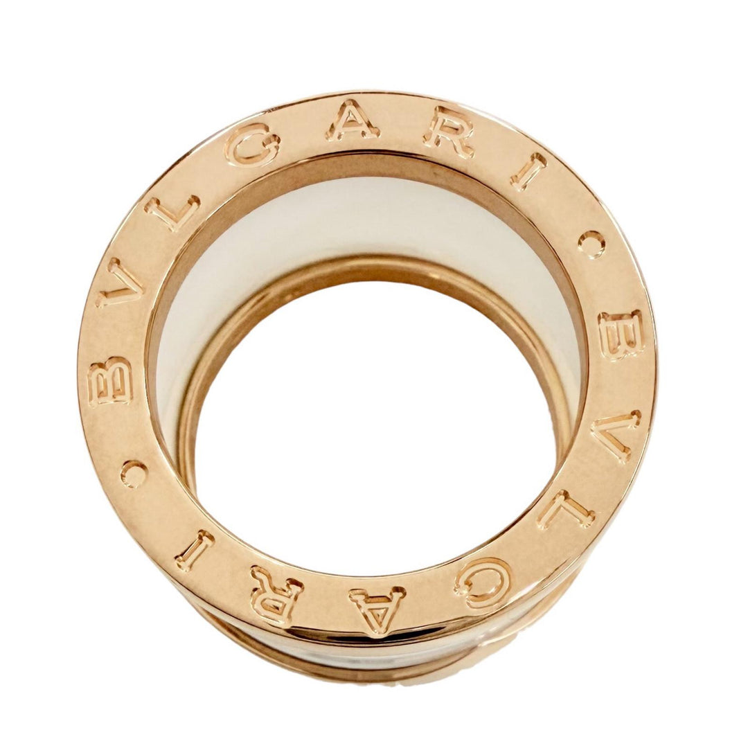 極美品◇BVLGARI ブルガリ CV32932 ビーゼロワン リング 750(PG) セラミック 指輪 ピンクゴールド ホワイト 49 (JP9号) 伊製 重量9.63g